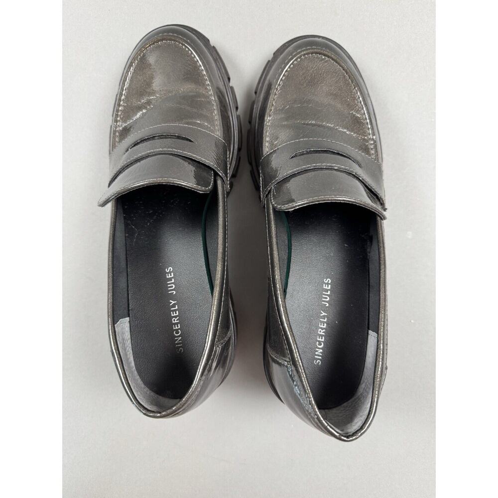 Sincerely Jules Loafer Olive Green Patent Dylan Chunky 90s Preppy Penny 9 - Picture 5 of 8